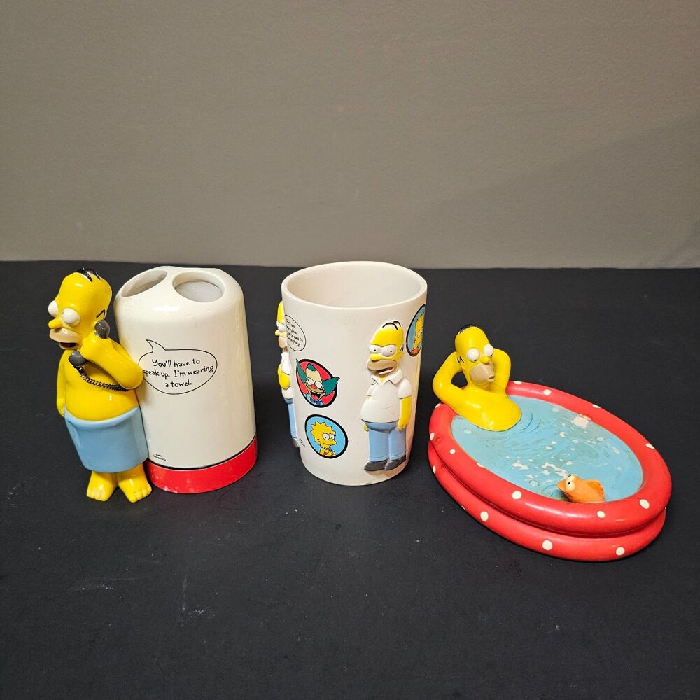 Simpsons 3-Piece Bathroom Accessory Set Toothbrush Holder Soap Dish Cup